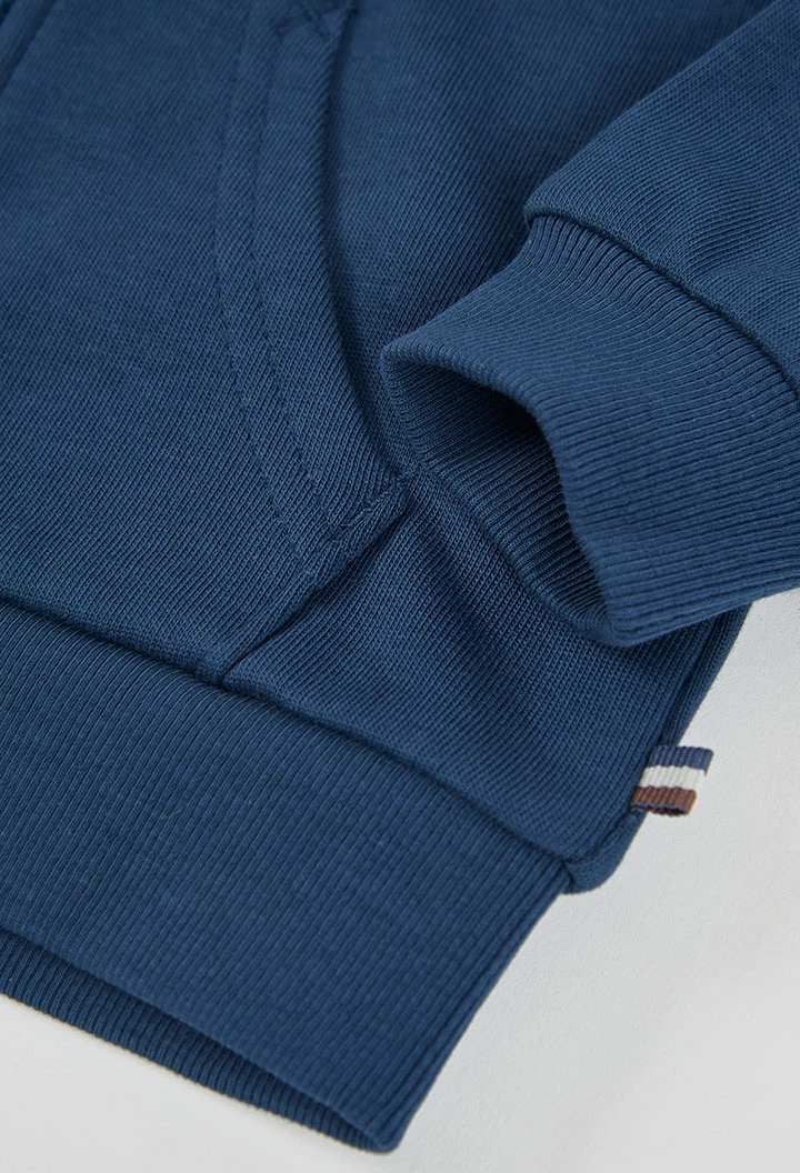 Jungen-Plüschjacke blau mit Waschbär-Stickerei