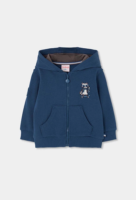 Giacca in spugna bambino blu ricamo procione