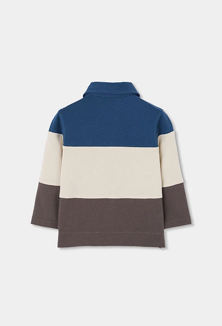 Polo ponto menino azul tricolor bordado guaxinim