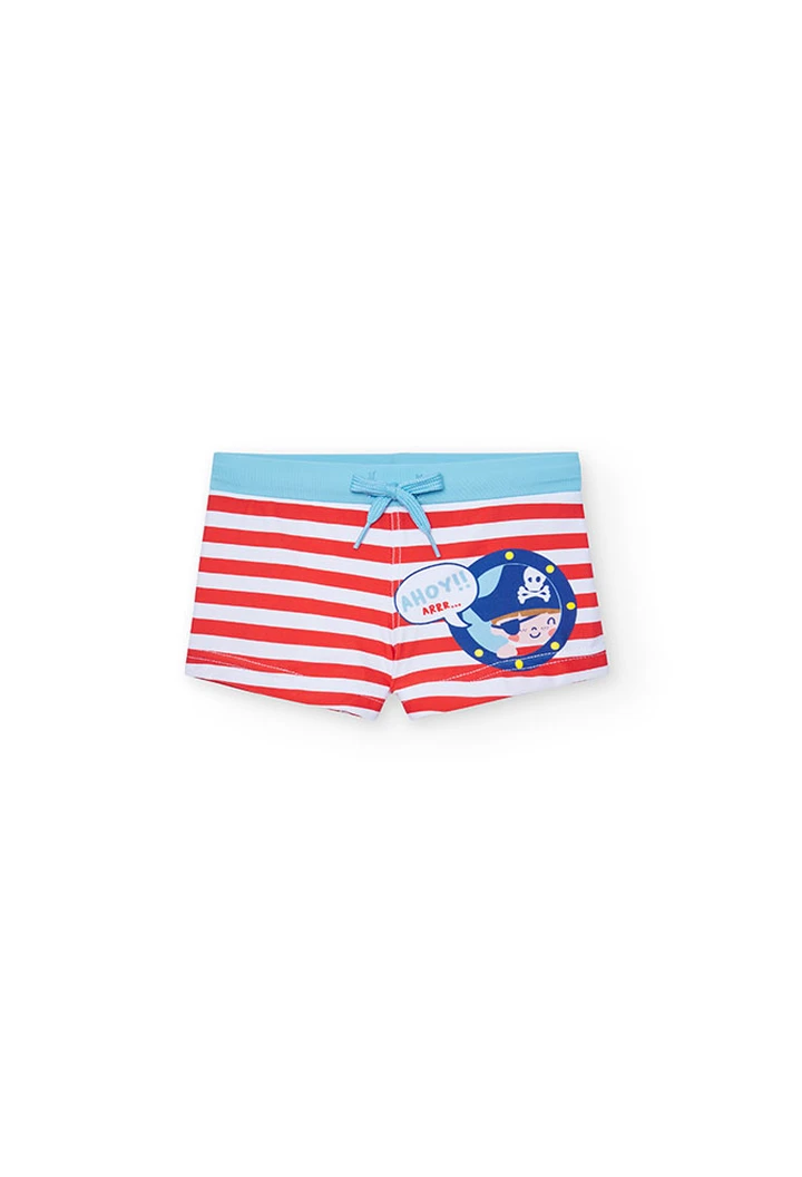 Bañador de poliamida listado con estampado de bebé niño