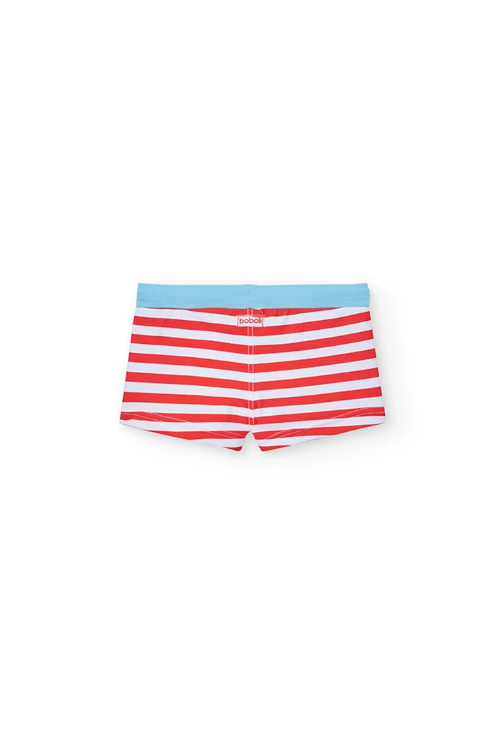 Fato de banho de poliamida listado com estampado de bebé menino