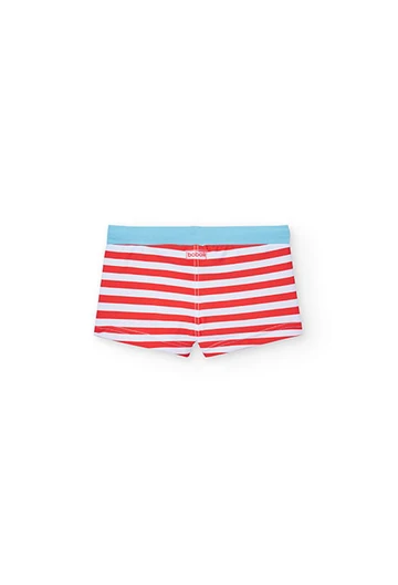 Striped polyamide swimsuit with baby boy print