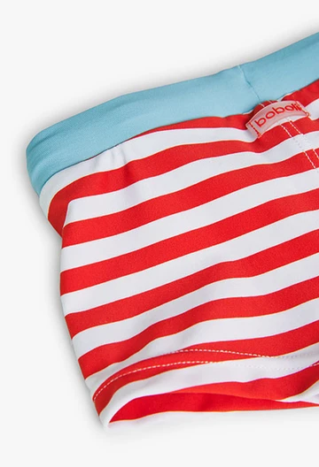 Striped polyamide swimsuit with baby boy print