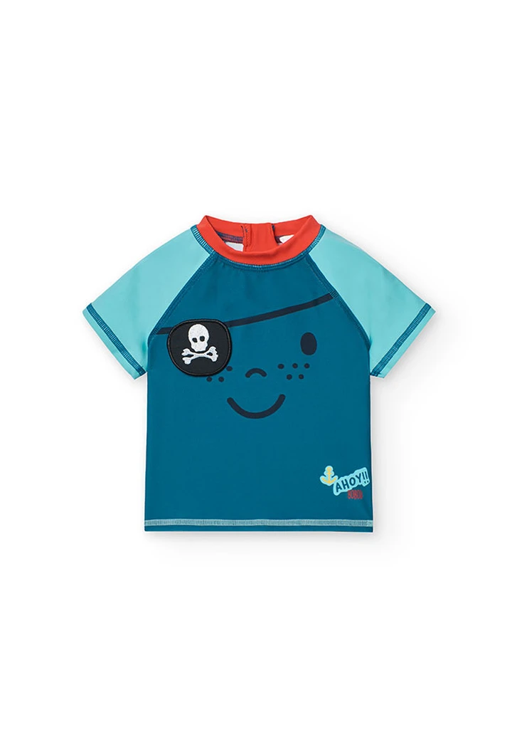 T-shirt tricoté en polyamide bleu pour bébé garçon
