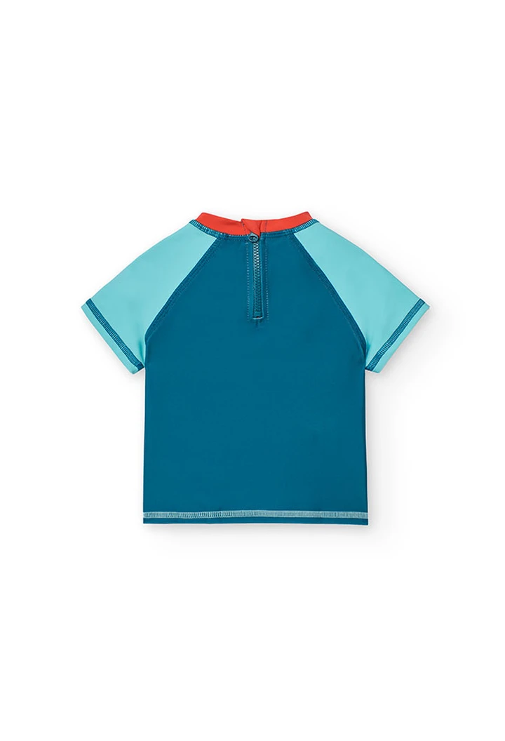 T-shirt tricoté en polyamide bleu pour bébé garçon