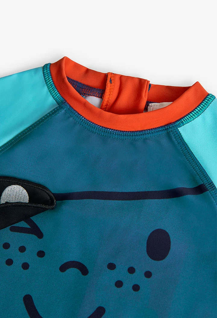 T-shirt tricoté en polyamide bleu pour bébé garçon