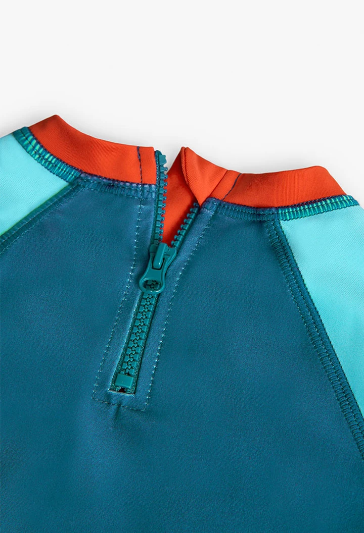 T-shirt tricoté en polyamide bleu pour bébé garçon