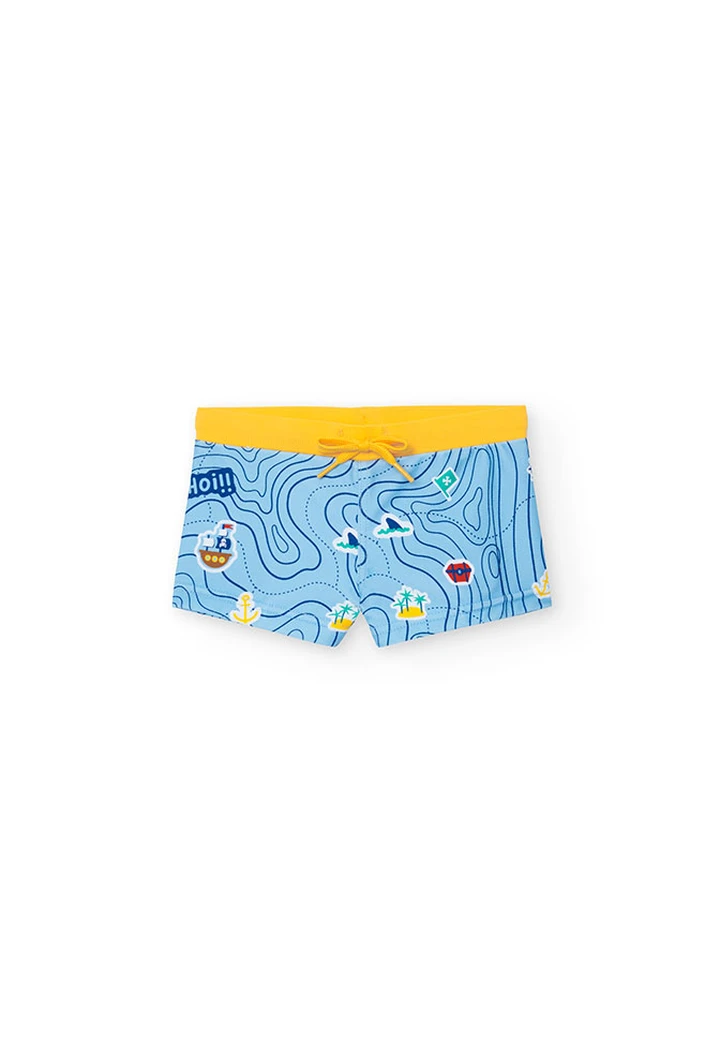 Maillot de bain polyamide imprimé pour bébé garçon en couleur jaune
