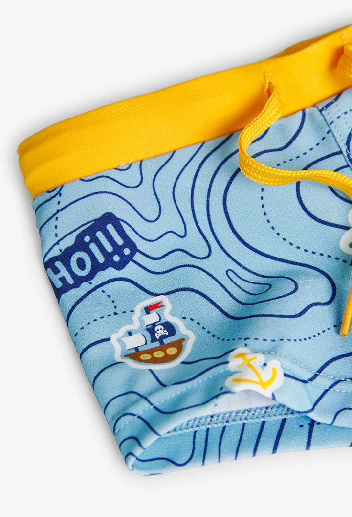 Maillot de bain polyamide imprimé pour bébé garçon en couleur jaune