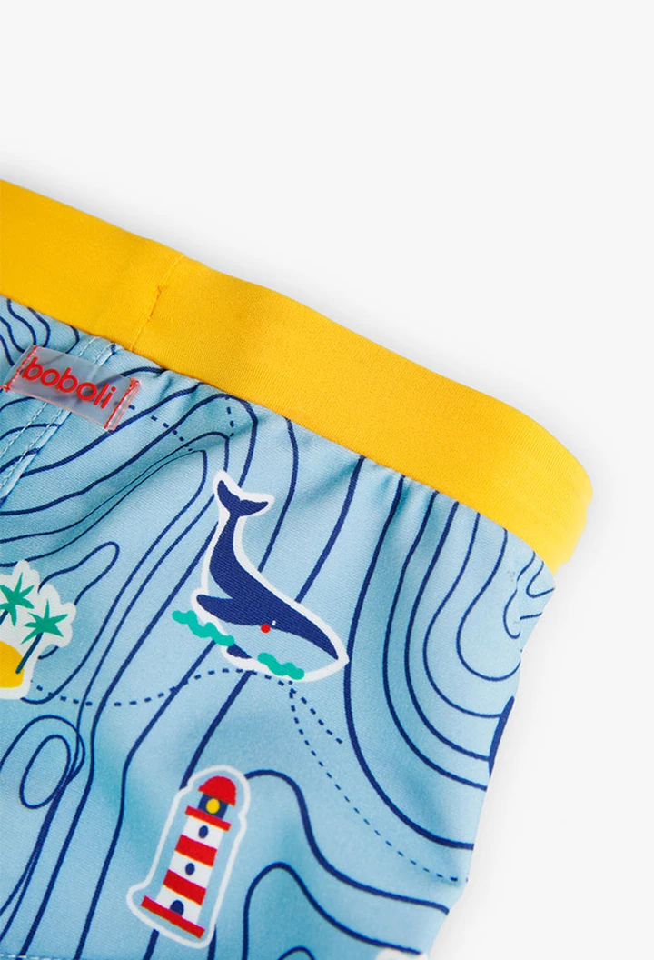 Maillot de bain polyamide imprimé pour bébé garçon en couleur jaune