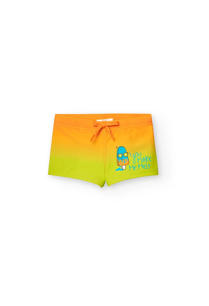 Maillot de bain polyamide imprimé bébé garçon couleur orange