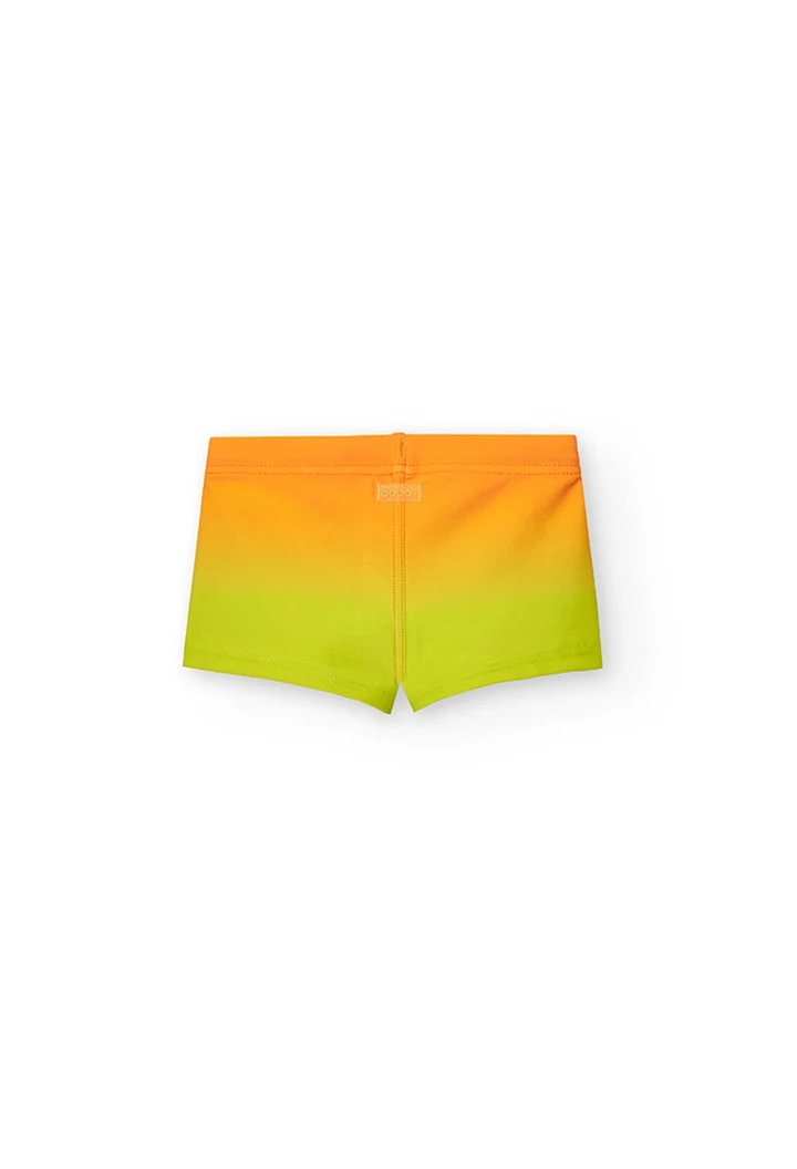 Orange printed polyamide swimsuit for baby boys