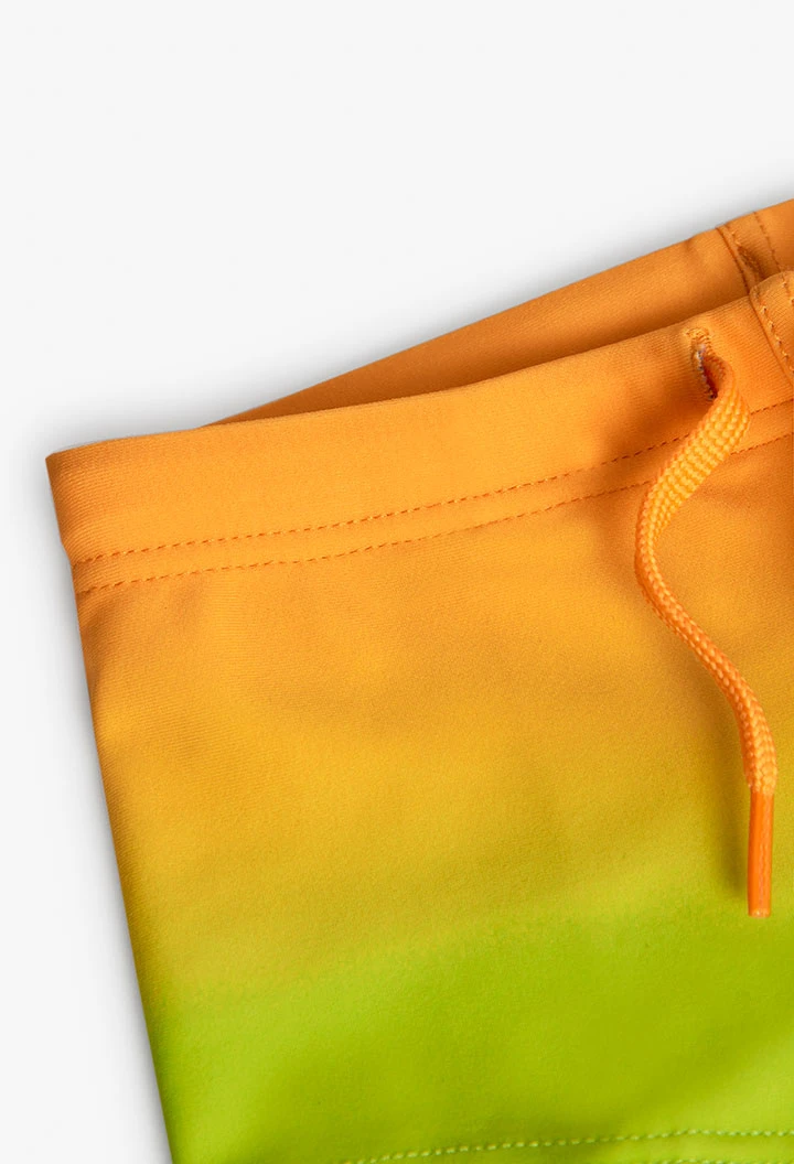 Orange printed polyamide swimsuit for baby boys