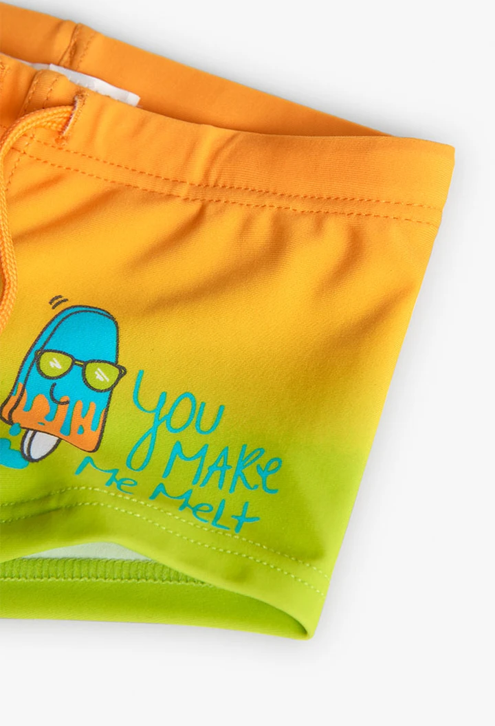 Maillot de bain polyamide imprimé bébé garçon couleur orange