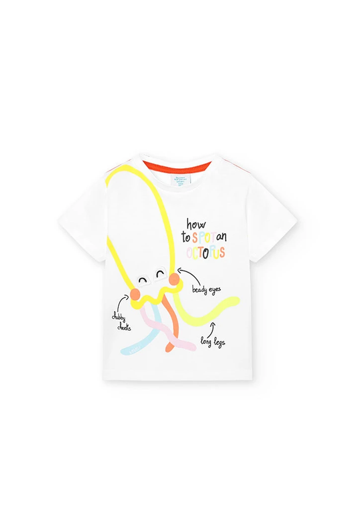 Camiseta punto en color blanco de bebé niño