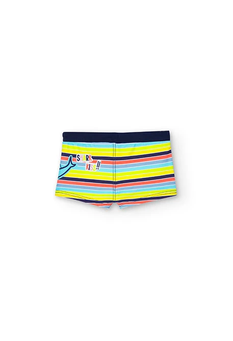 Baby boy's striped polyamide swimsuit with print