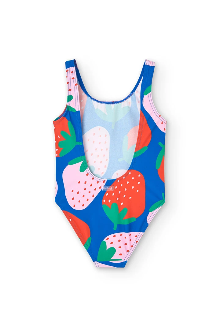 Trikini de poliamida para menina com estampado de morangos