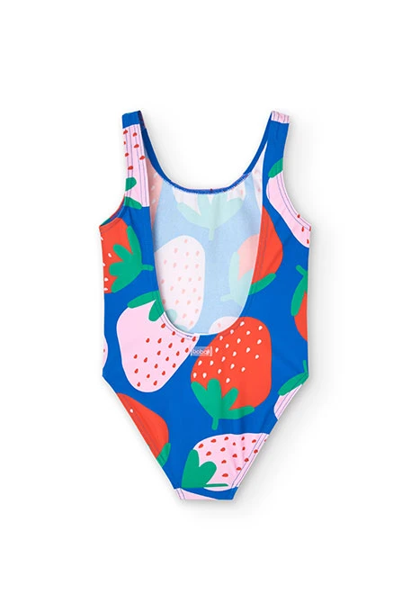 Trikini de poliamida para menina com estampado de morangos