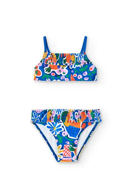 Biquíni de poliamida para menina com estampado de frutas