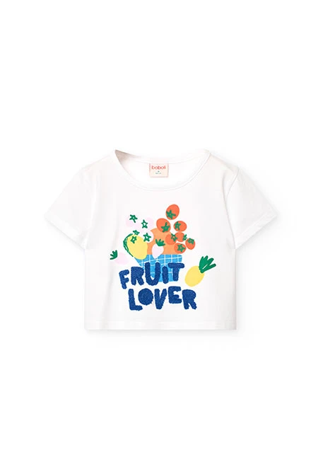 Camiseta de punto para niña en color blanca