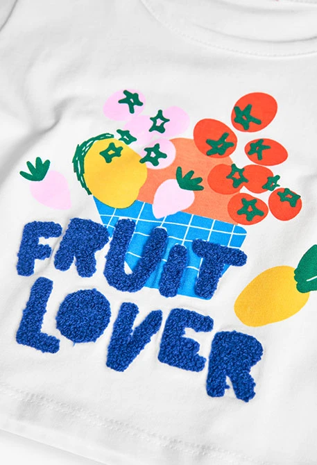 Camiseta de punto para niña en color blanca