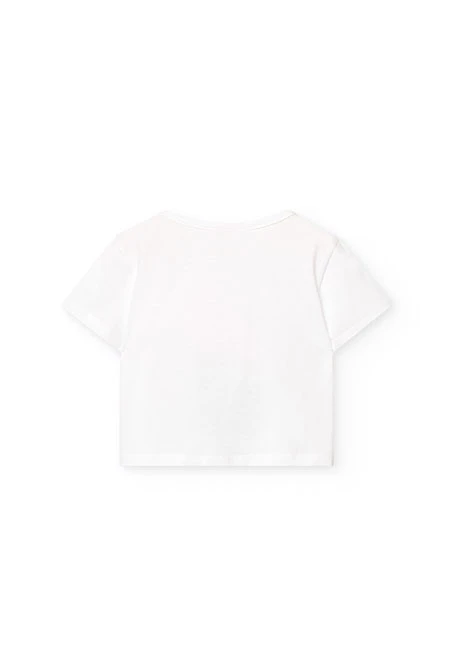 Camiseta de punto para niña en color blanca
