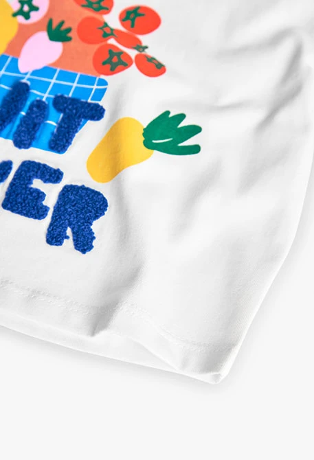 Camiseta de punto para niña en color blanca