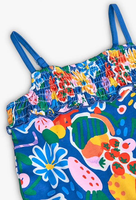 Vestido de punto para niña con estampado de fresas