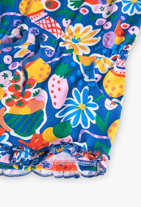Vestido de punto para niña con estampado de fresas