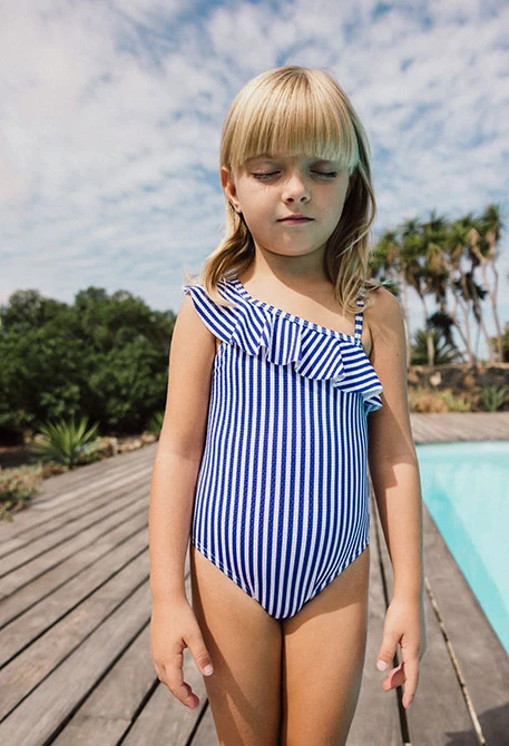 Maillot de bain en polyamide pour fille à motif de feuilles