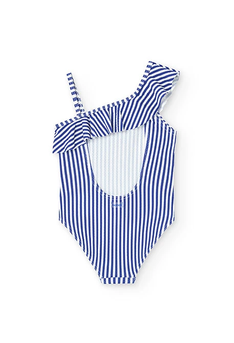Fato de banho de poliamida para menina com estampado de folhas