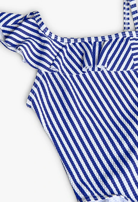 Fato de banho de poliamida para menina com estampado de folhas