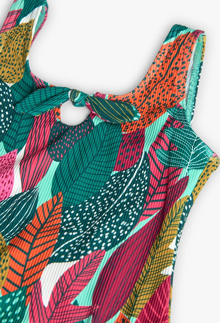 Maillot de bain en polyamide pour fille avec imprimé de feuilles