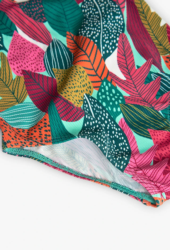 Maillot de bain en polyamide pour fille avec imprimé de feuilles