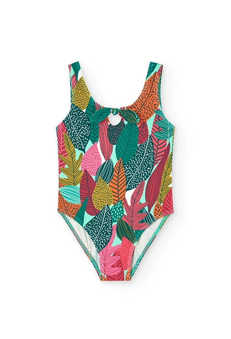 Maillot de bain en polyamide pour fille avec imprimé de feuilles