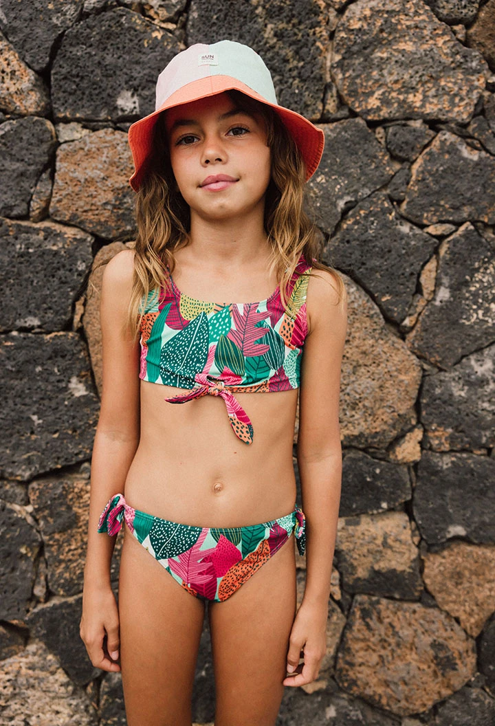 Bikini en polyamide pour fille avec motif de feuilles