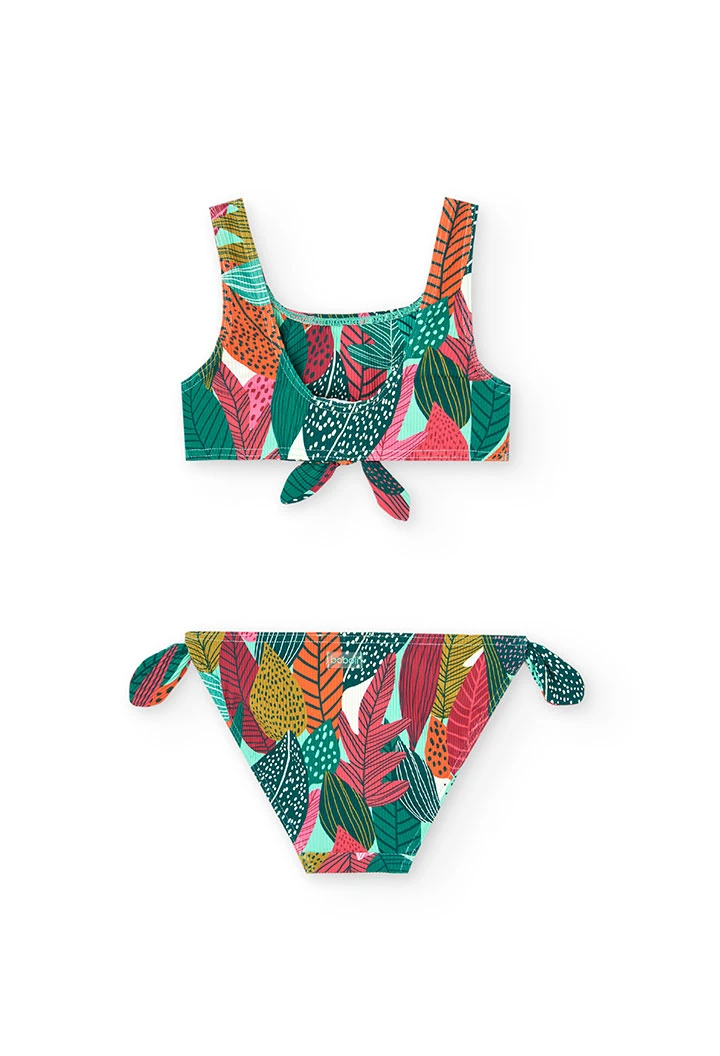 Bikini en polyamide pour fille avec motif de feuilles