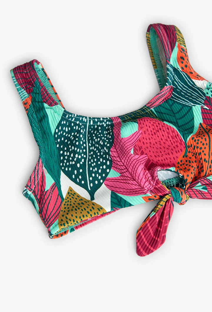 Bikini en polyamide pour fille avec motif de feuilles