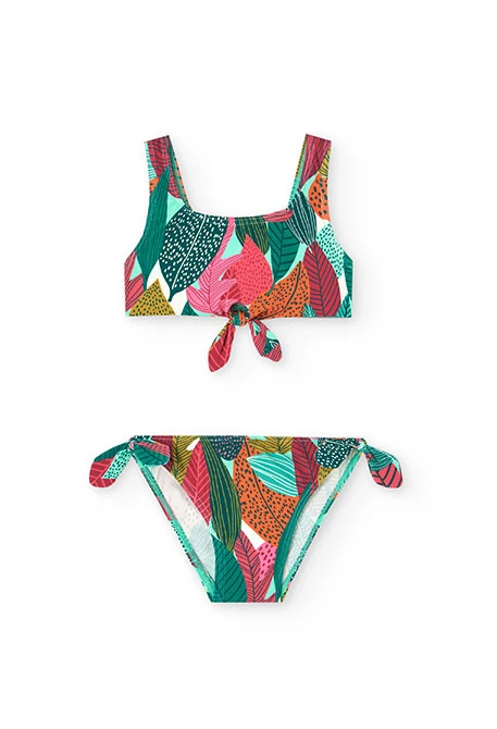 Bikini en polyamide pour fille avec motif de feuilles