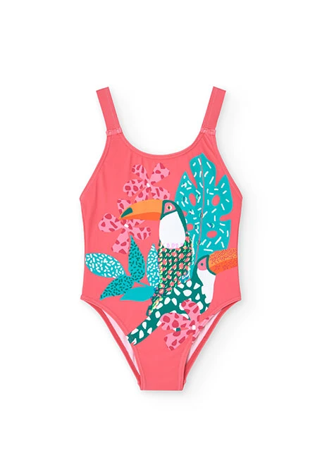 Costume da bagno in poliammide per bambina di colore rosa