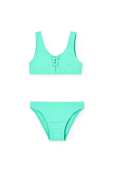 Fantasiegestrickter Bikini für Mädchen in Grün