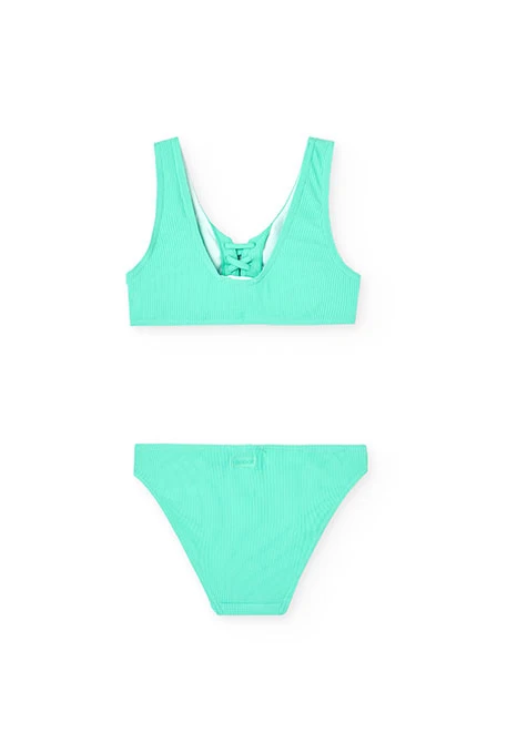 Bikini tejido fantasía para niña en color verde