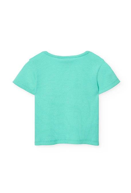 Camiseta de punto para niña en color verde