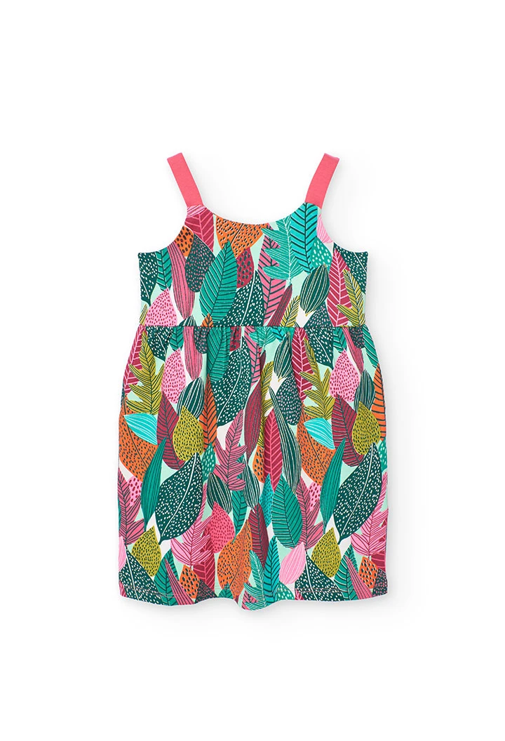 Knit dress for girl with leaf design