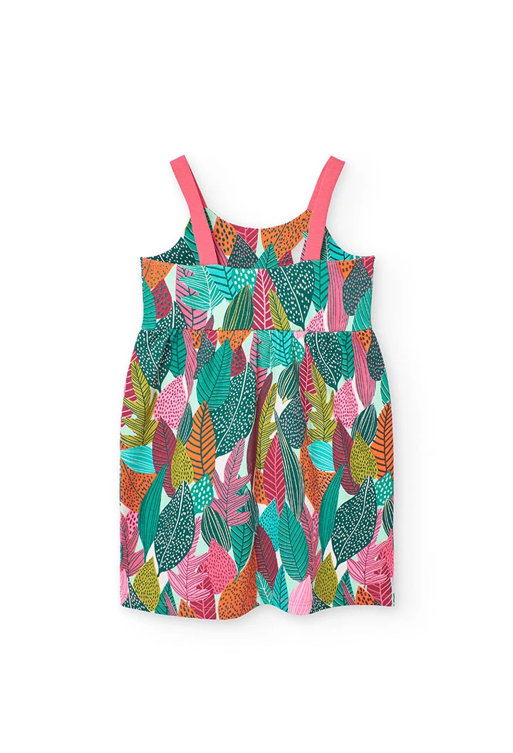 Vestito a maglia per bambina con design di foglie