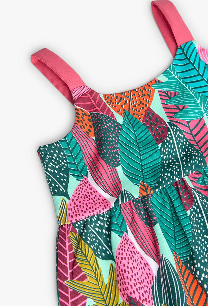 Knit dress for girl with leaf design