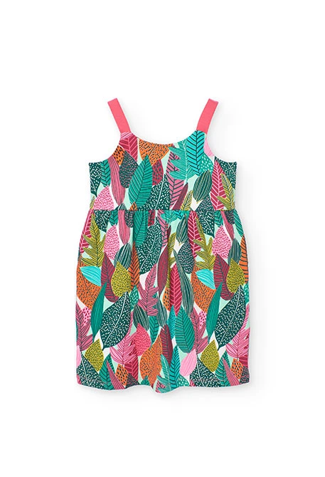 Robe en maille pour fille avec motif de feuilles