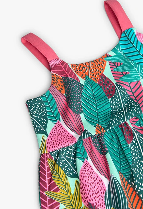 Vestido de punto para niña con diseño de hojas
