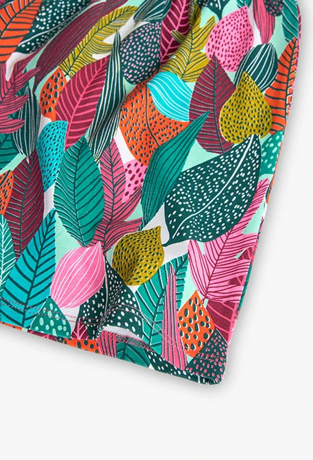 Vestido de punto para niña con diseño de hojas