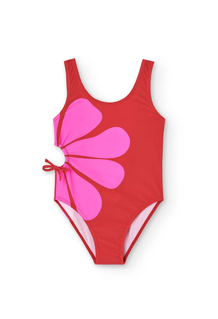 Maillot de bain en polyamide pour fille de couleur grenat